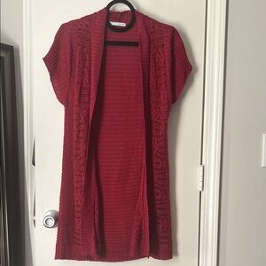 Maurices Red Short-Sleeve Open-Front Cardigan L